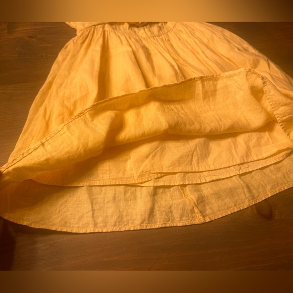 ZARA sz 11-12 years light yellow linen dress with front wait tie, button up - Picture 6 of 11